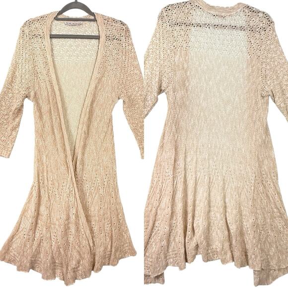 Romantic Crochet Duster Women SIZE MEDIUM Kimono Ivory Open Cardigan Vtg - Picture 14 of 14